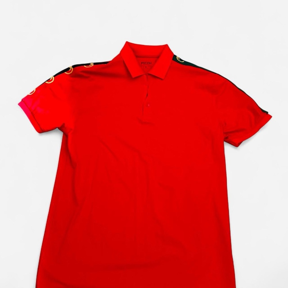 Vibrant Red Polo Shirt with Black Details